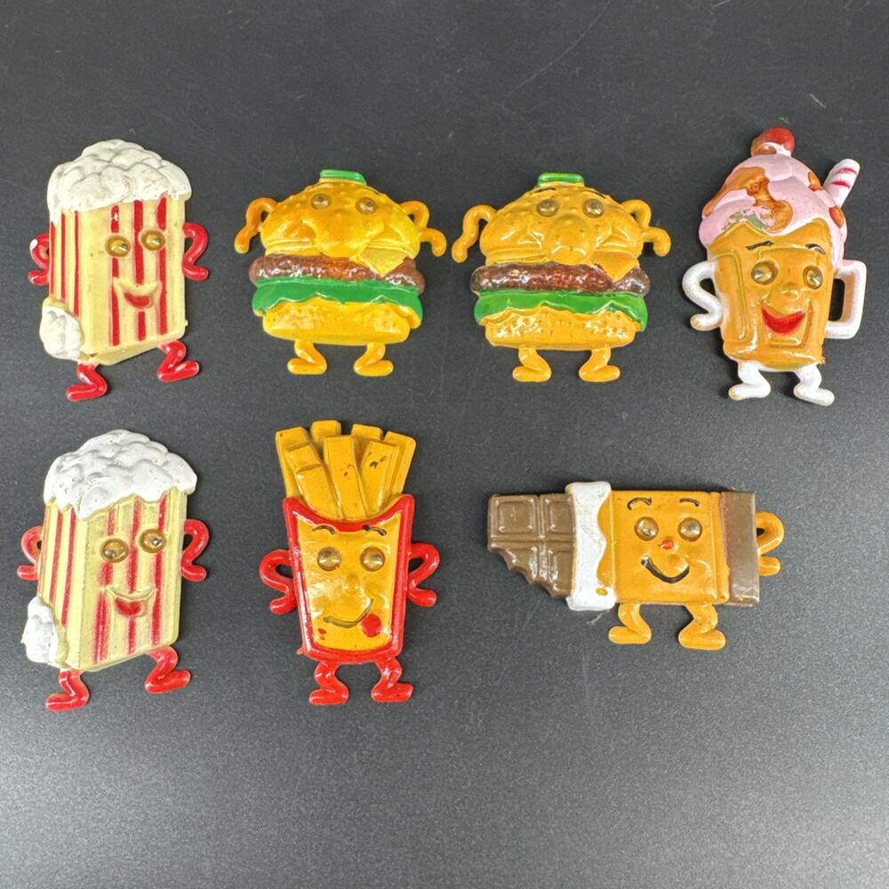 Vintage Anthropomorphic Junk Food Fridge Refrigerator Magnets Googly Eyes Giftco